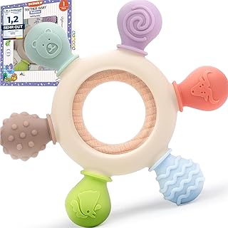 Okonkn Teething Ring Baby, Teething Aid Baby Toy BPA-Free Silicone Accessories for Boys and Girls (Pack of 1 (without Memorial Card)) Newborn