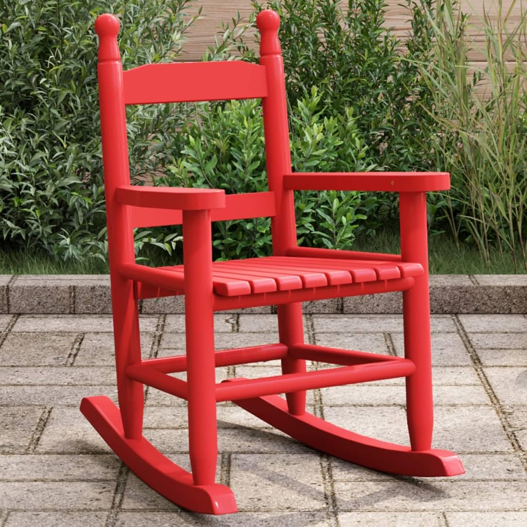 vidaXL Mecedora para Niños de Madera Maciza de Álamo Roja - Exterior y Jardín, Pequeña
