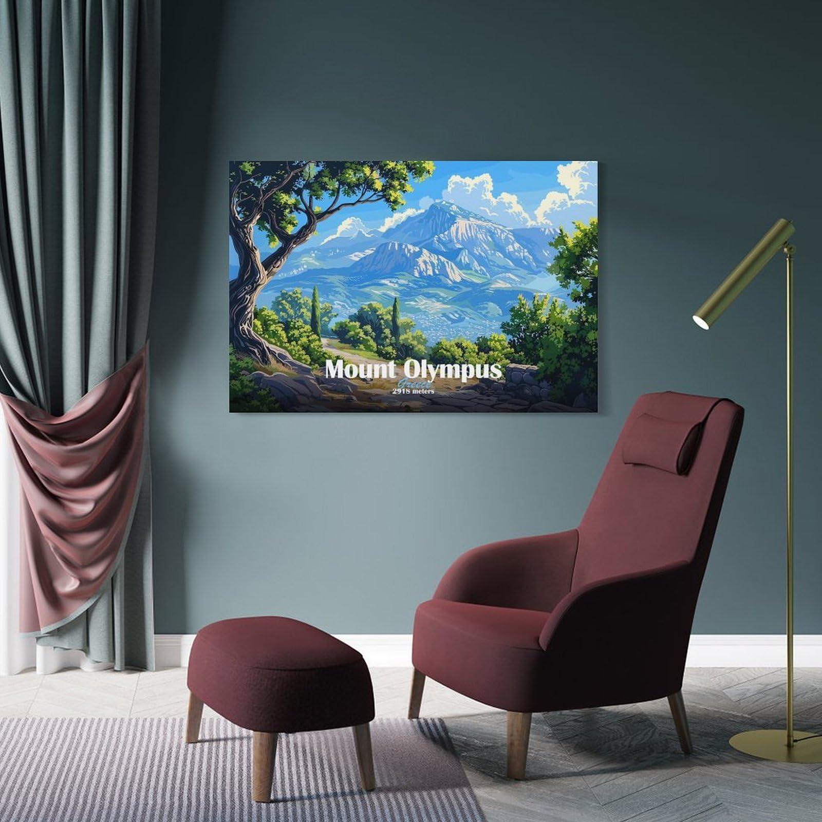 Junmoney Mount Olympus Landscape Room Decor Wall Art, 20x30inch(50x75cm), for Gallery Wall Decor And Room Displays, Decorative Artwork with Flexible Styling