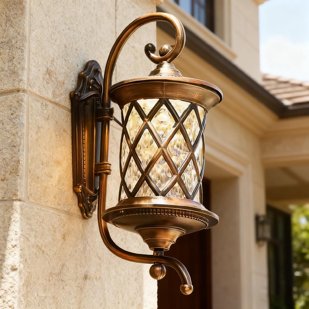 XINYASEE Antique Bronze Outdoor Light, Glass Exterior Wall Light, Waterproof Retro Wall Light, Suitable for Balconies, corridors, porches and entrances.(BD-29)