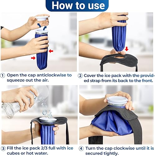 Miniatura 5 de Bolsas de hielo reutilizables para lesiones Ohuhu 3 paquetes de hielo frío con bolsa de hielo, agua caliente, terapia fría y caliente, alivio del