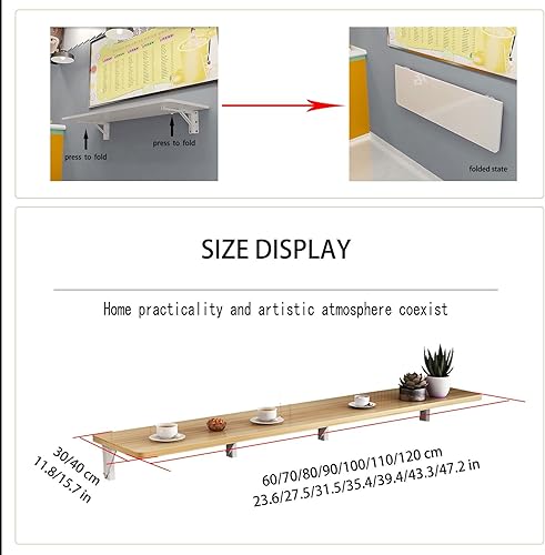 Miniatura 6 de Mesa plegable para colgar en la pared, mesa estrecha y larga, mesa de comedor plegable para colgar en la pared, escritorio plegable, restaurante,