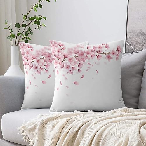 Miniatura 2 de T&H XHome Fundas de almohada de cerezo rosa, estilo japonés, suave, decorativa, cuadrada, para sofá, dormitorio, automóvil (20 x 20 pulgadas)