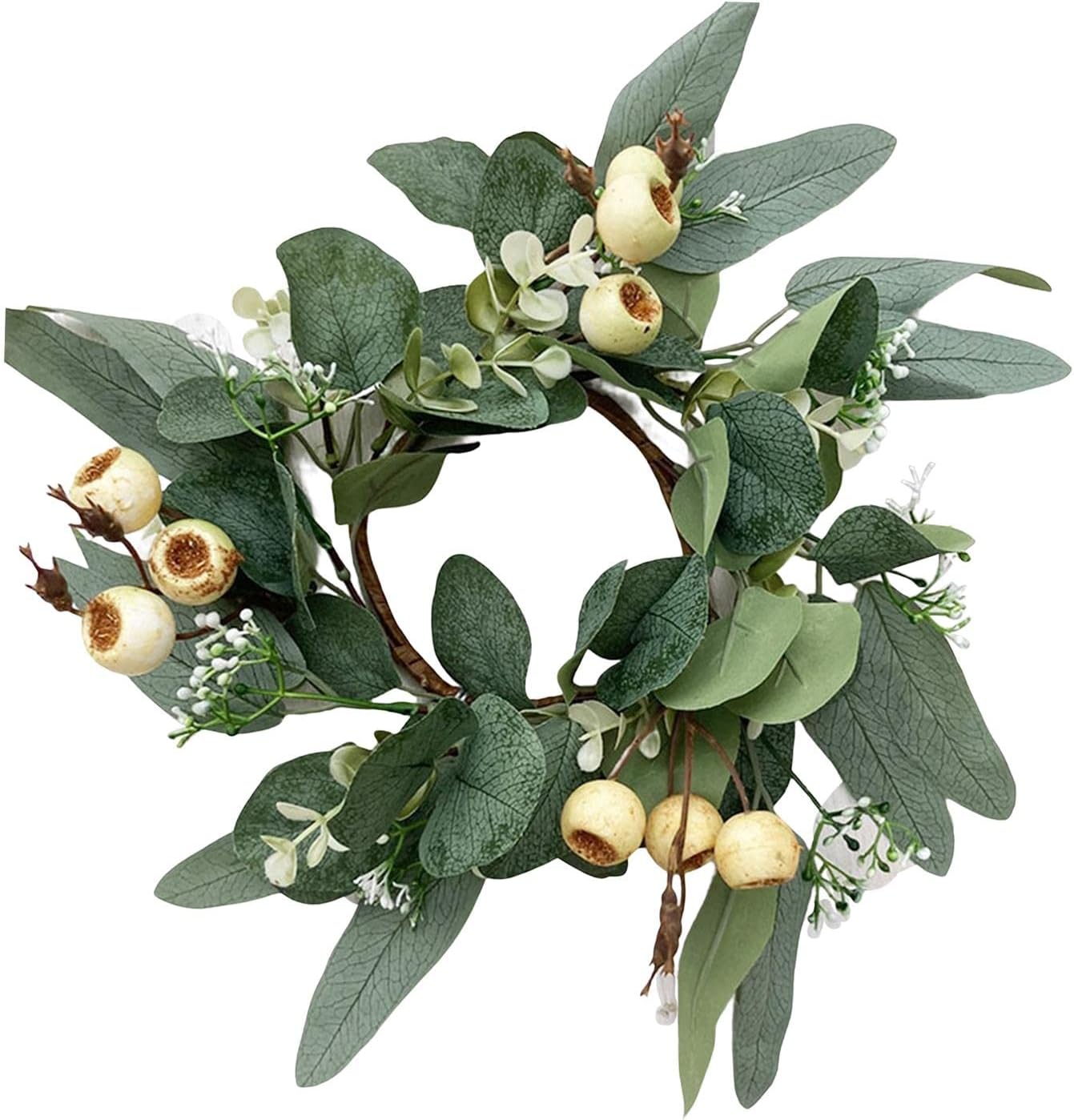 TOG Artificial Eucalyptus Leaves Candles Wreaths for Table Decoration Style C'|Home & Garden| Holiday & Seasonal Decor| Christmas & Winter| Wreaths, Garlands & Plants'