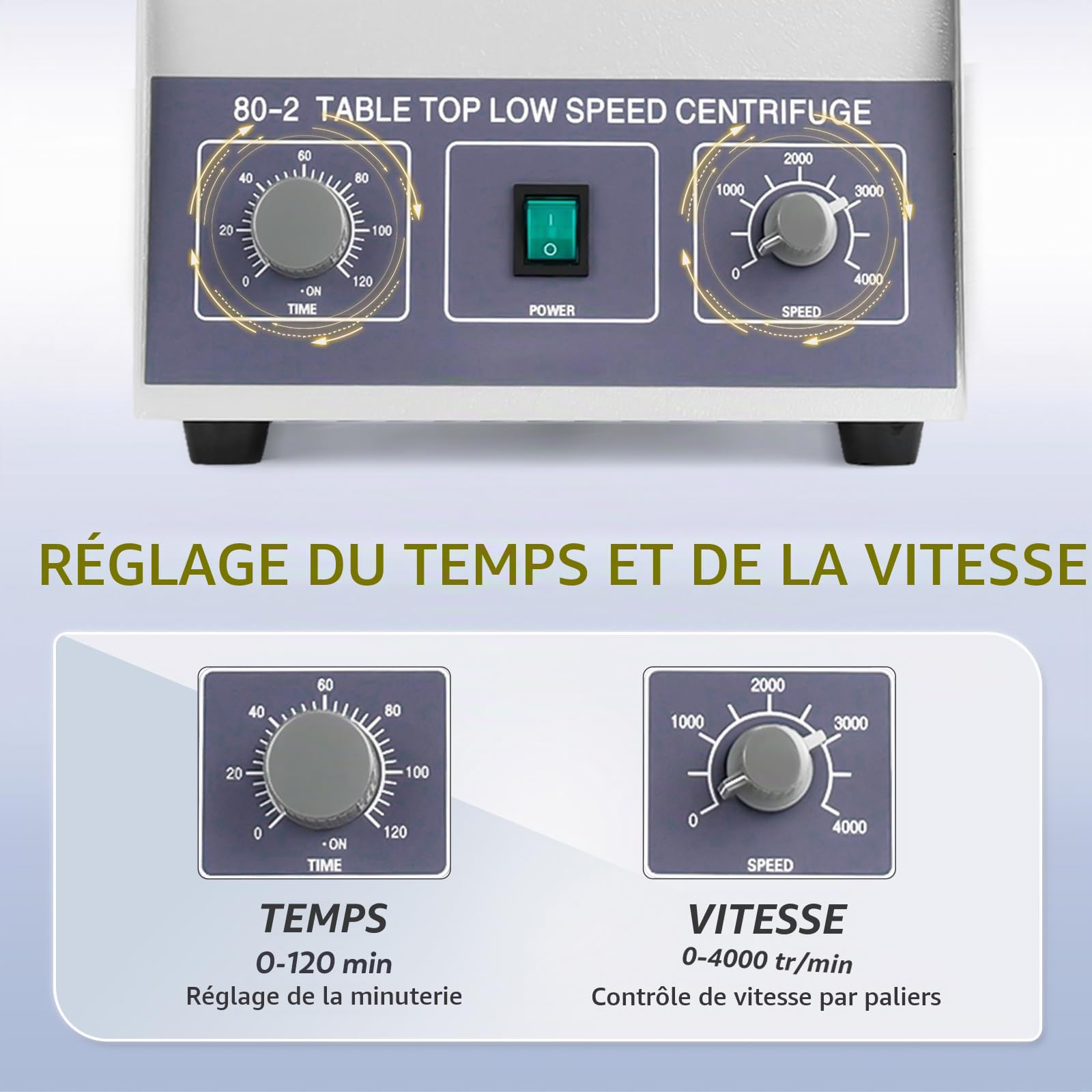 CGOLDENWALL Centrifugeuse Laboratoire Professionnelle Électrique Médicale 12x20ml 4000rpm avec Minuterie 0-120 Mins Vitesse Réglable 220v