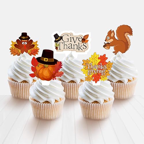 Miniatura 3 de Kit de decoración de pastel de Acción de Gracias, 73 piezas de decoración de cupcakes de otoño, pavo, calabaza para festivales, fiestas, cupcakes,