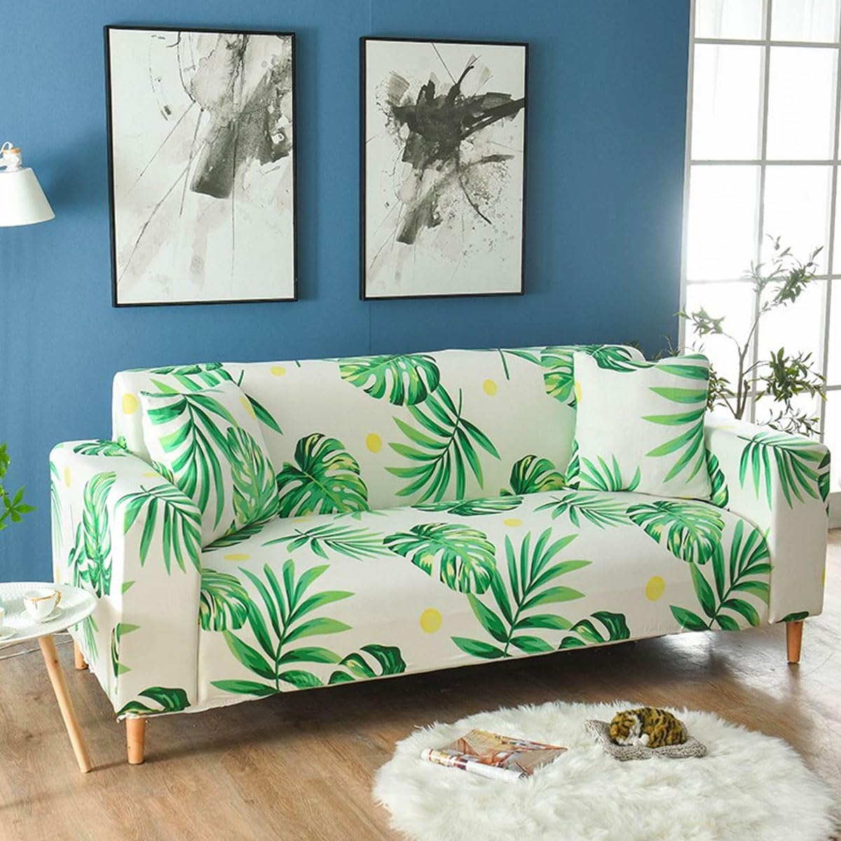 Snqzo L Sofa Cover 1/2/3/4 Seater High Stretch Sofa Covers Super Soft Sofa Slipcover Printed Pattern Sofa Covers Al-Inclusive Sofa Slipcover Non Slip Sofa Cover Washa(Size:2 Seater(145-185Cm),Color:l)