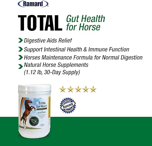 Vista 11 de Ramard Total Gut Health Equine Digestive Support - Suplemento de salud intestinal equino probióticos para caballos, vitaminas intestinales