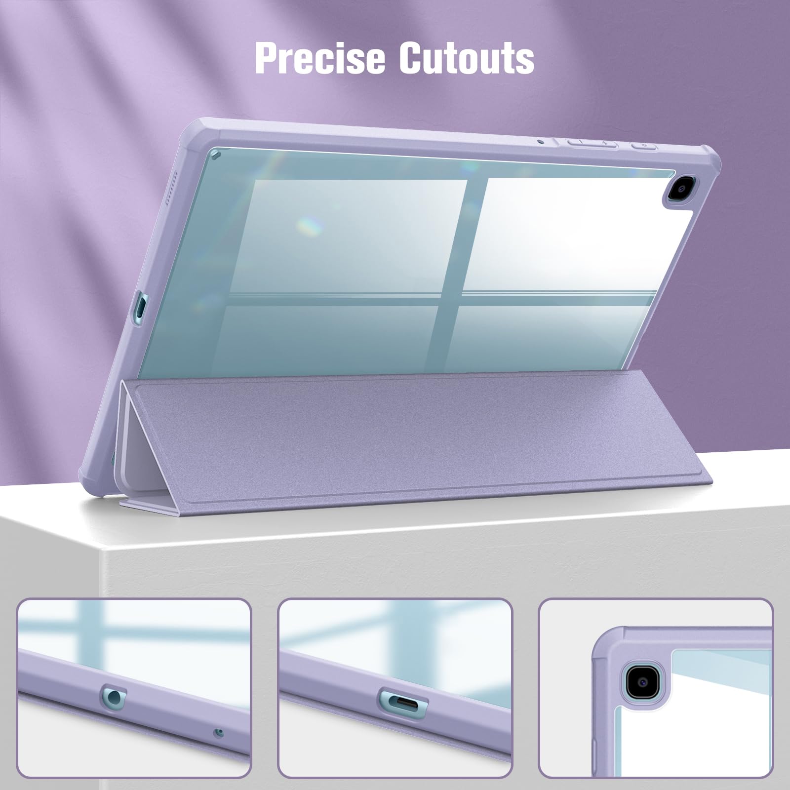 Fintie Hybrydowe etui do tabletu Samsung Galaxy Tab S6 Lite 10,4 cala 2024/2022/2020 - odporne na uderzenia etui ochronne z przezroczystą twardą obudową i uchwytem na długopis, pastelowy fiolet