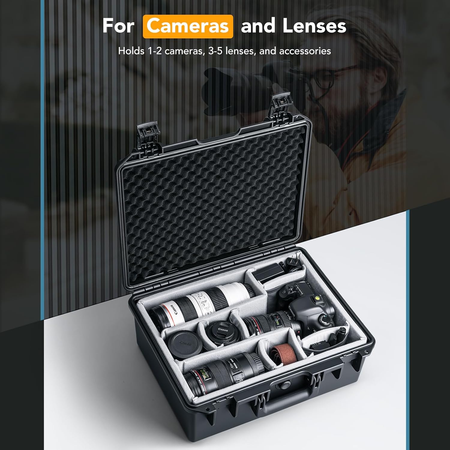 Lykus PVC1 Waterproof Hard Case with Padded Dividers for Cameras, Lenses, Dual DJI Mavic/Air/Mini drones [CASE ONLY] - Image 2