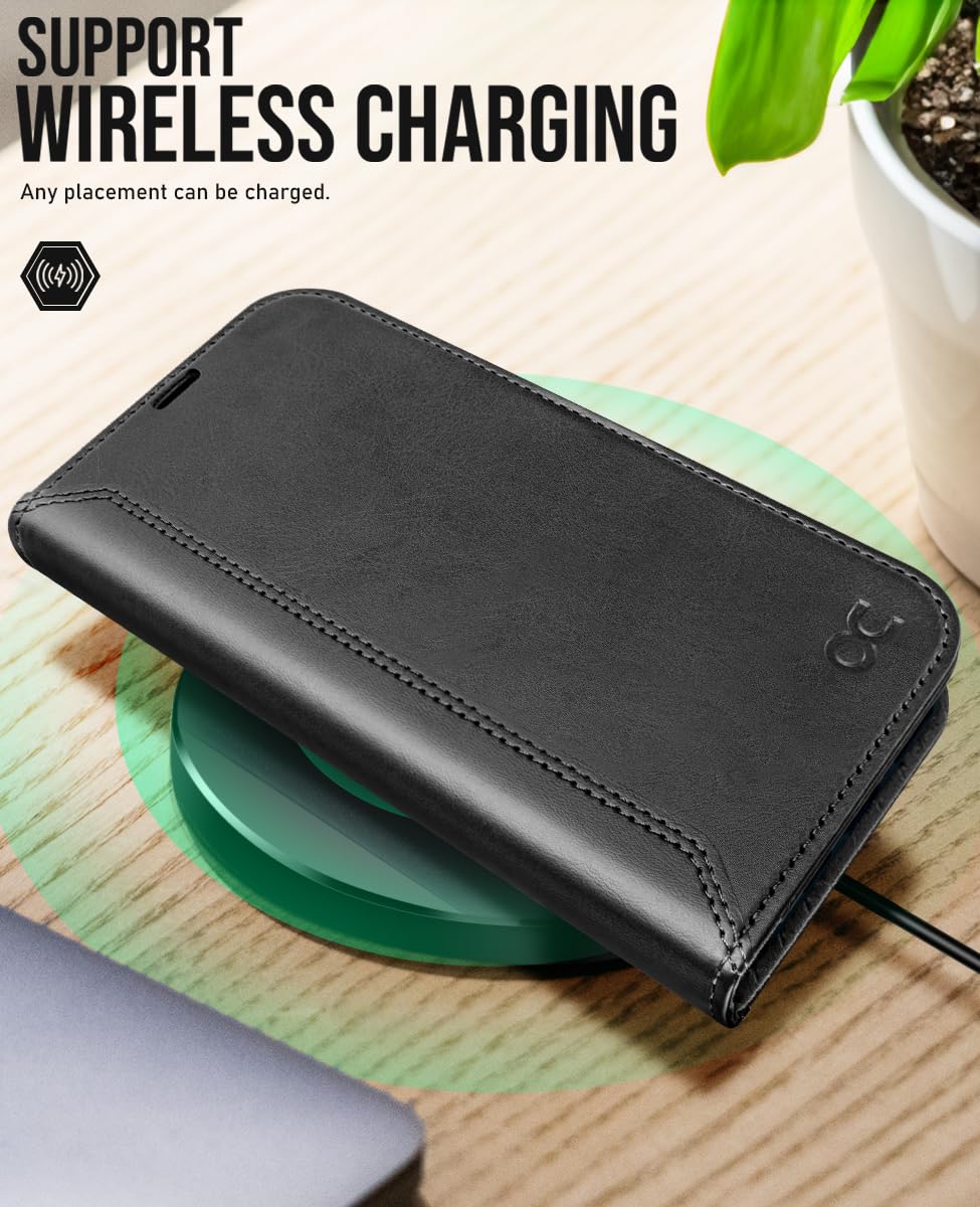 OCASE for iPhone 16 Pro Case, PU Leather Wallet, Magnetic Flip Folio Cover with RFID Blocking, Card Holders, Shockproof TPU - Image 4