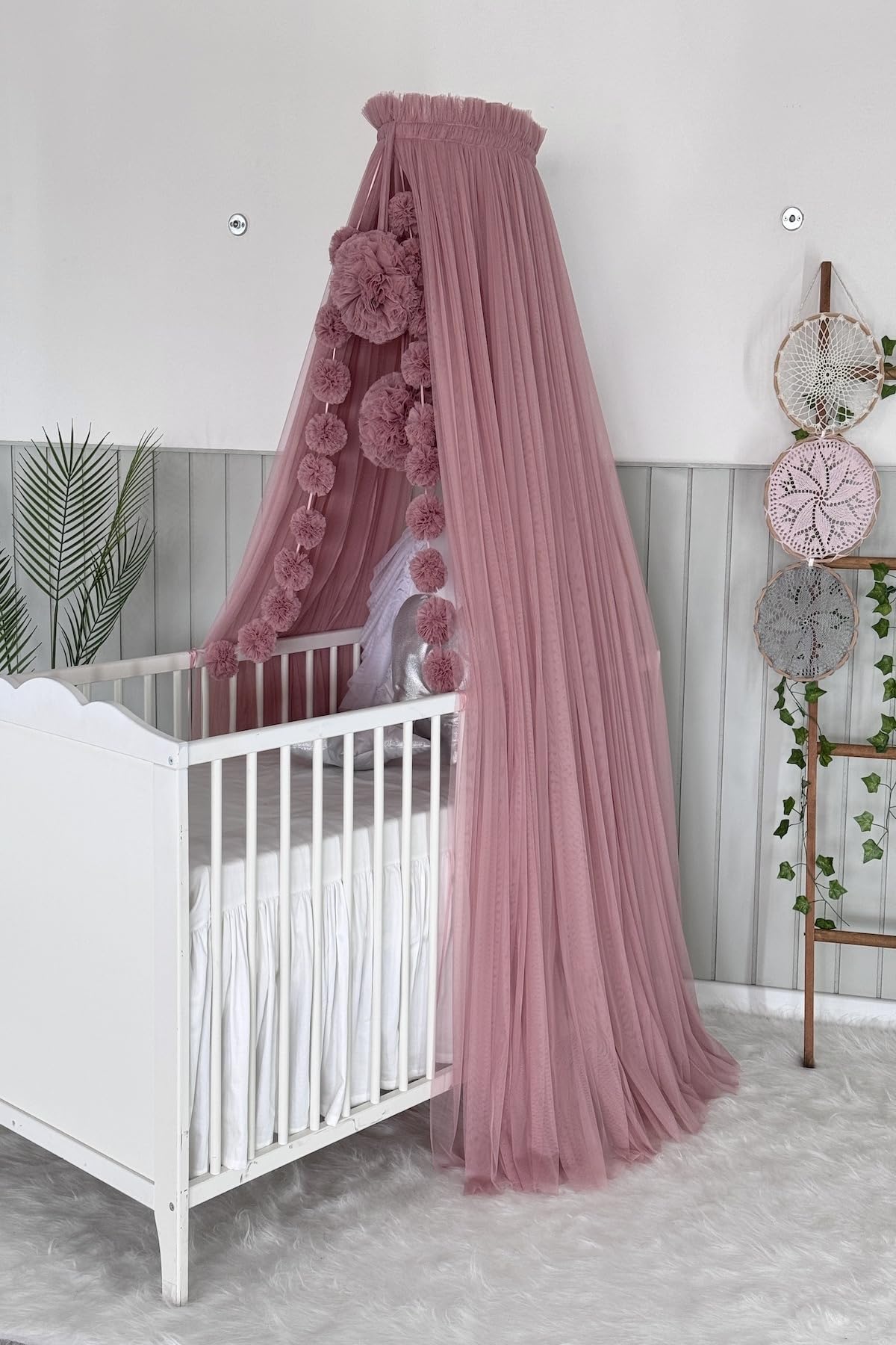 Baby Fancyroom Betthimmel für Babybett, Altrosa, Prinzessin Babywiege, Moskitonetz, Beistellbett Himmel, Babyzimmer Deko, Baldachin Kinderzimmer aus Premium Tüll