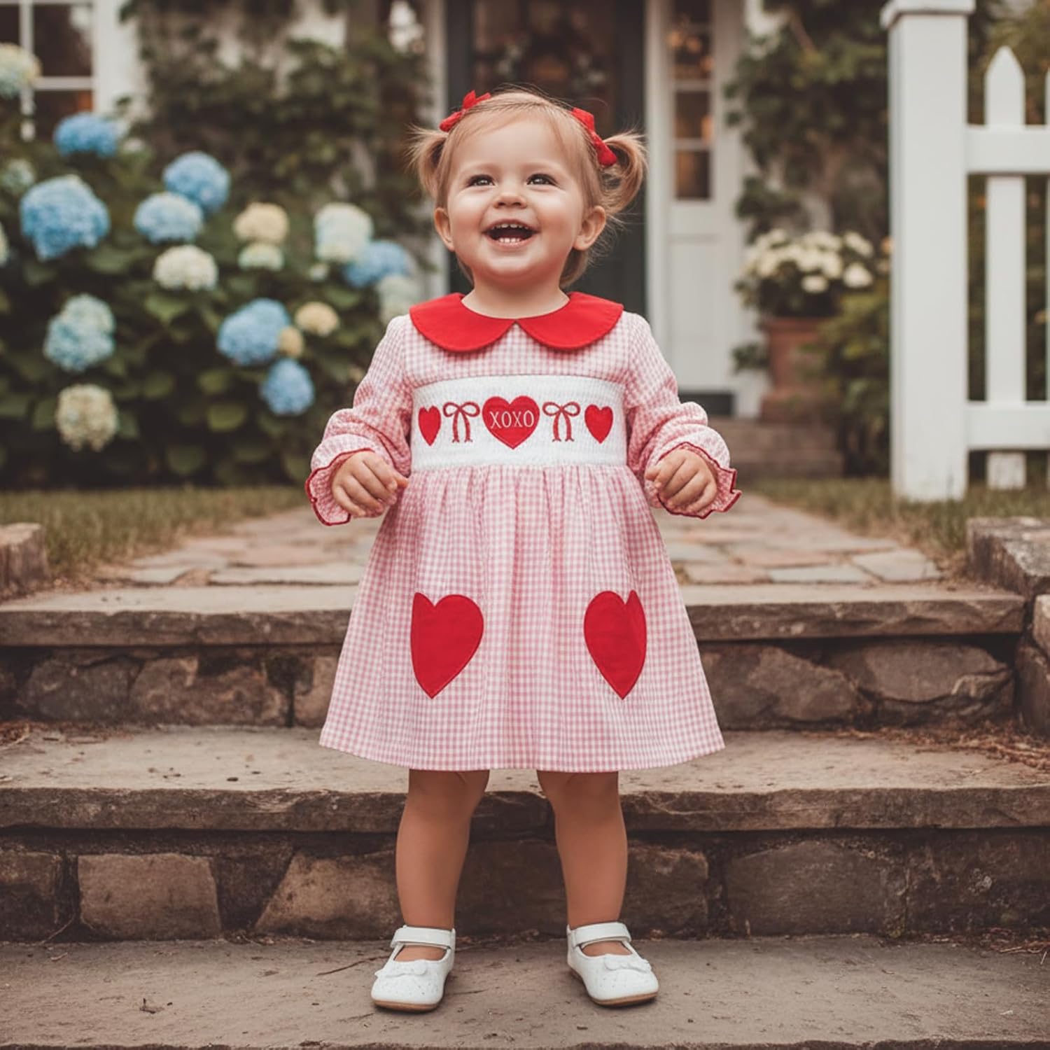 Toddler Little Girl St Patricks Day Smocked Dress Shamrock Embroidery Long Sleeve Doll Collar Plaid Irish Dresses - Image 2