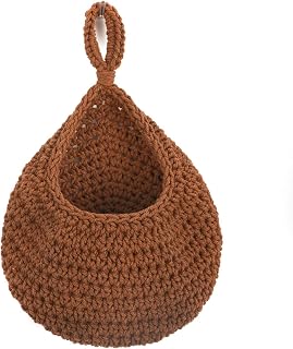 Kitchen Hanging Fruit Basket, Onion Basket Hanging for Pantry, Wall Hanging Vegetable Fruit Basket for Potato, Onion Garlic, Handmade Jute Rope Hanging Basket for Kitchen Storage(Caramel colour)
