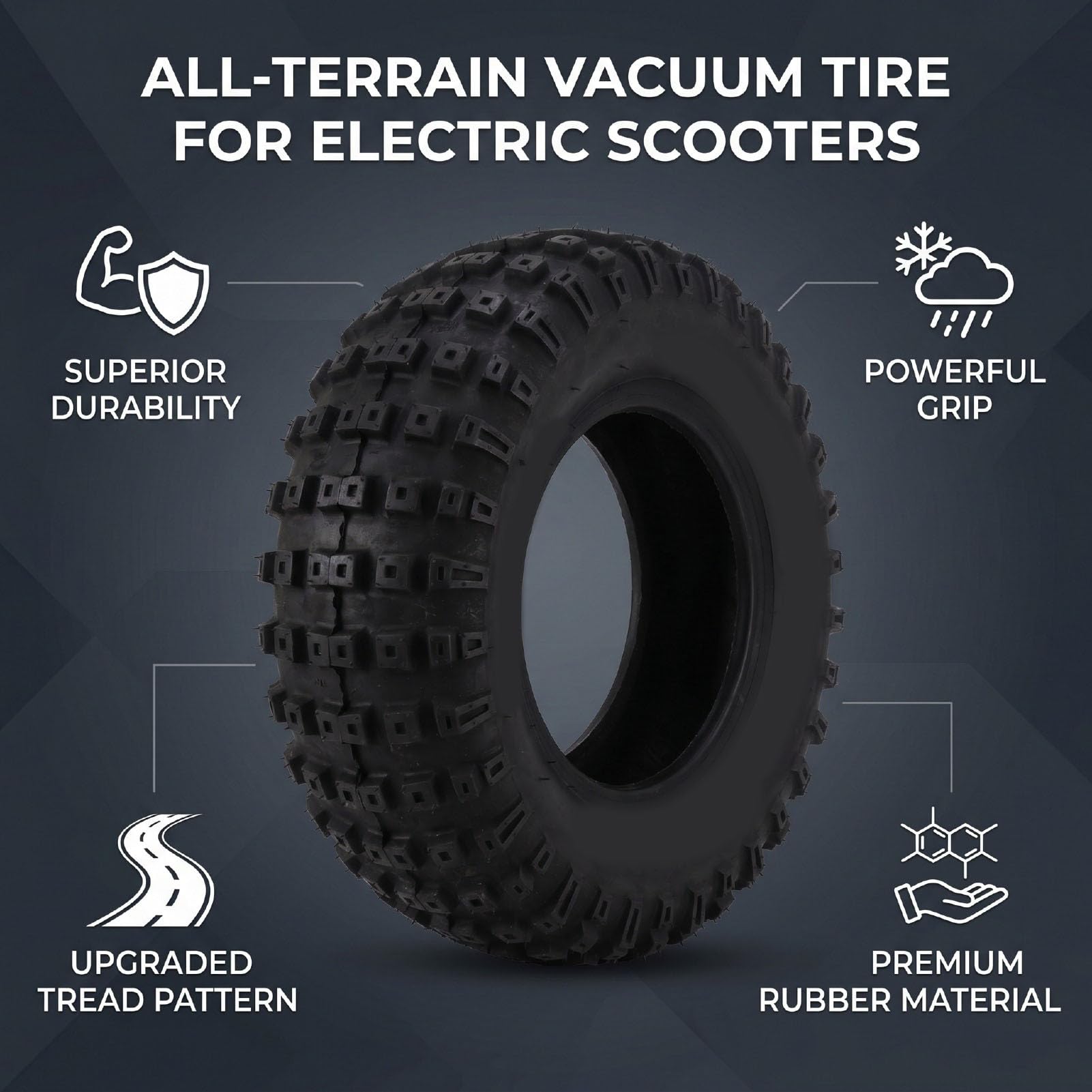 Tbest Pneu à Vide sans Chambre à Air 14x5,0-6,5 130/70-6,5, Antidérapant, Antidéflagrant pour Scooter électrique, Moto avec Caoutchouc Naturel Plus épais et Plus Large de 14 Pouces