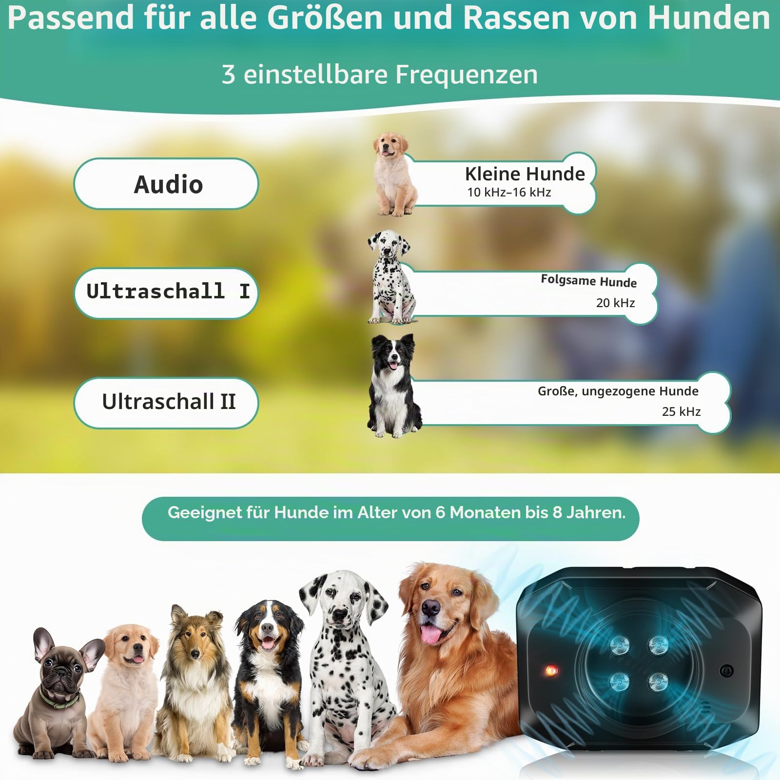 Anti Bell Gerät Hunde, 55Ft Antibell Ultraschall Gerät mit Fernbedienung, 3Modi Ultraschall Dog Silencer Innen Draußen, Hundeabwehr Ultraschall für Kleiner Großer Mittelgroßer