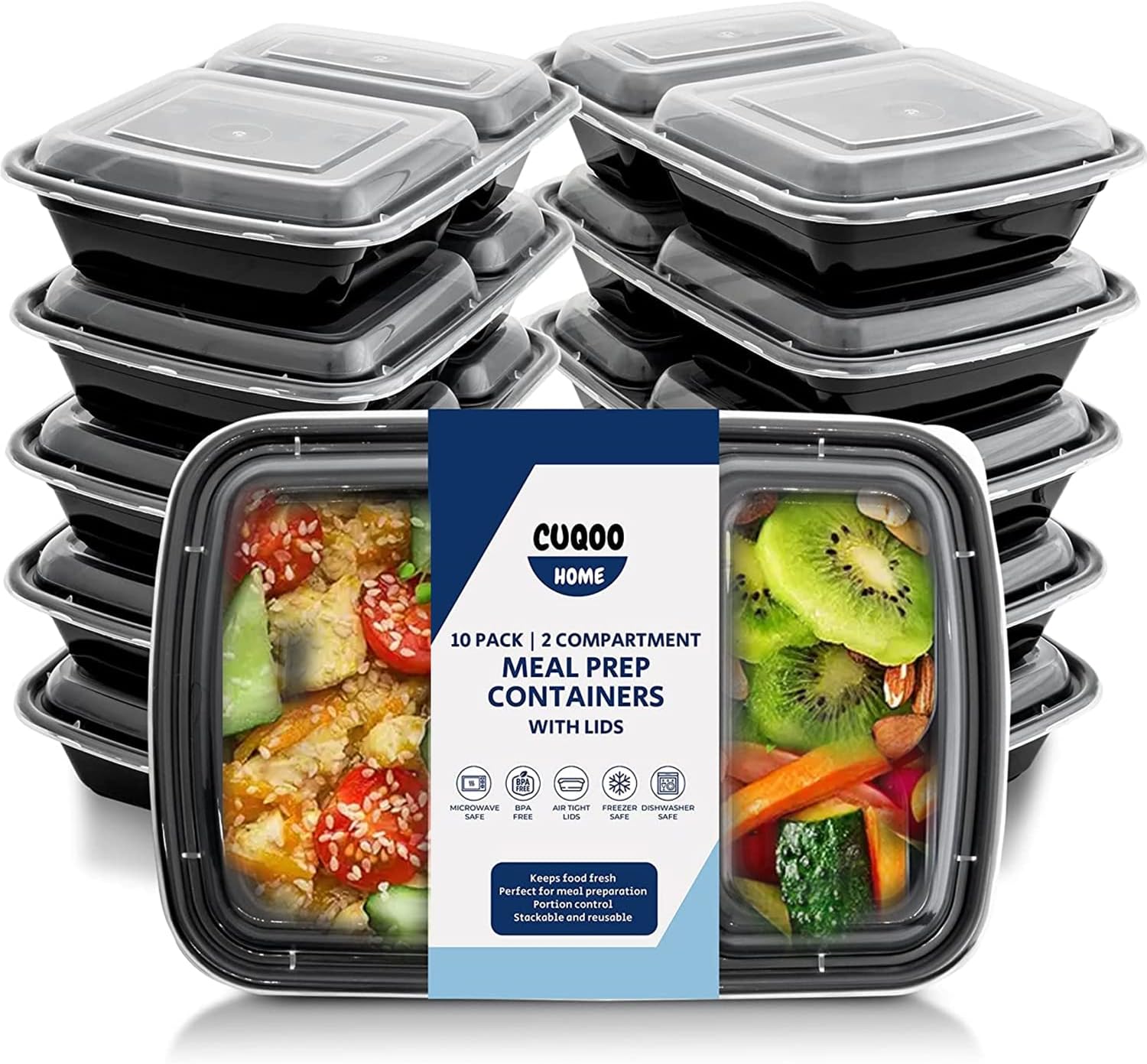 Meal Prep Containers Reusable 10 Pack 38 Ounce 1 Compartment BPA Free