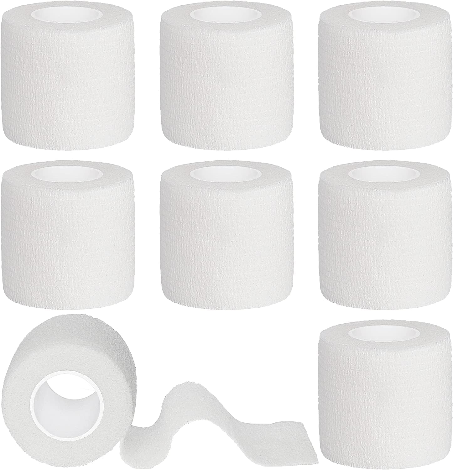 Elastic Self Adhesive Tape, Self Adherent Cohesive Wrap Bandages, Athletic, All Sports wrap Tape, Breathable Wound Tape, Bandage Wrap for Wrist, Ankle, Pets (2 Inches X 5 Yards, 8 Pack)