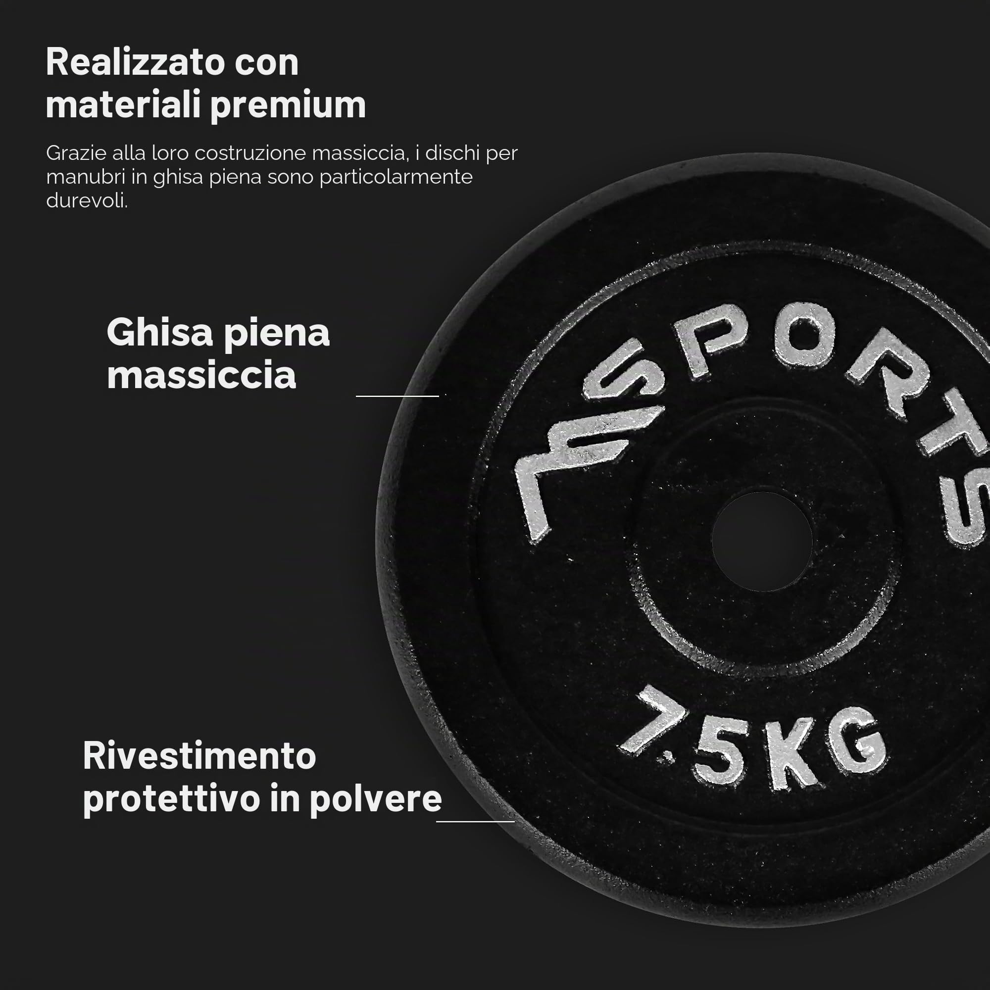 MSPORTS Coppia di dischi professionali in 100% ghisa, manubri da 5-30 kg