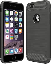 Anjoo Schutzhülle für iPhone 6/6S, Schwarz, Silikon, Kratzfest, Carbonfaser, Schutzhülle kompatibel mit iPhone 6 iPhone 6S – Grau