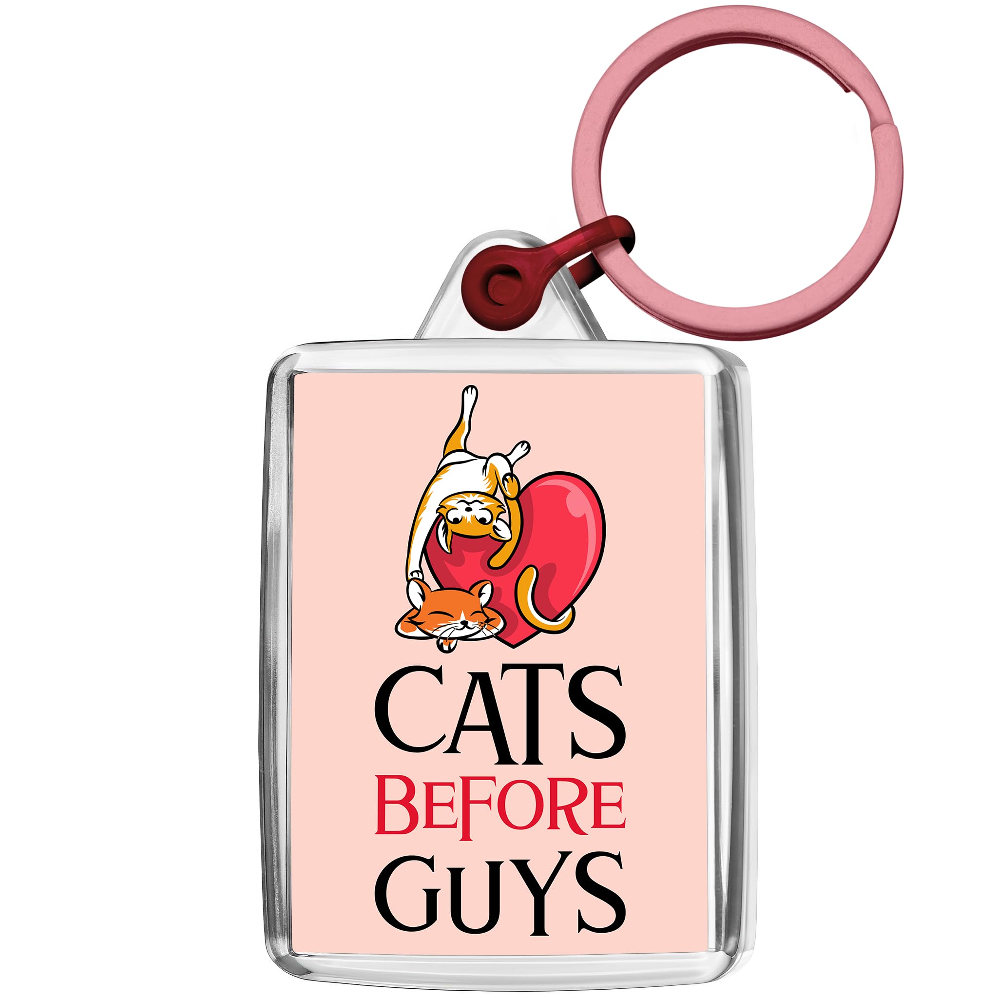 Pixly® Cats Before Guys Keyring Key Fob Keychain Cat Joke Keepsake Funny Gift for Him Her