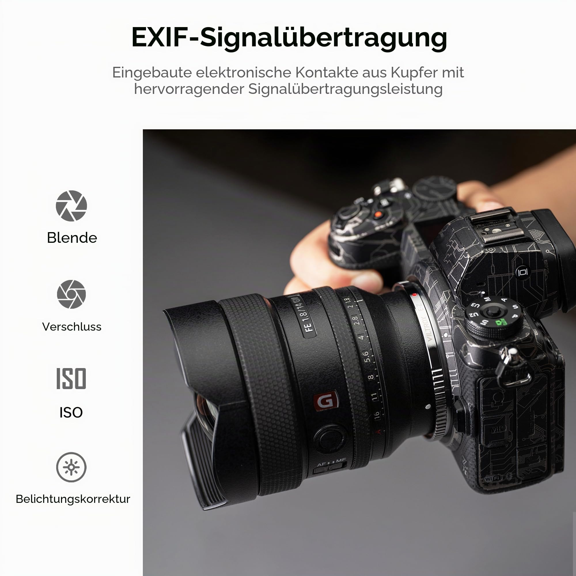 VILTROX E-Z Objektivadapter, ultradünner 4mm Autofokus Ring Mount Adapter, Objektivkonverter, kompatibel mit E-Mount-Objektiven für spiegellose Nikon Z-Mount-Kameras Z5 Z50 Z6 Z6II Z7 Z7II Zfc