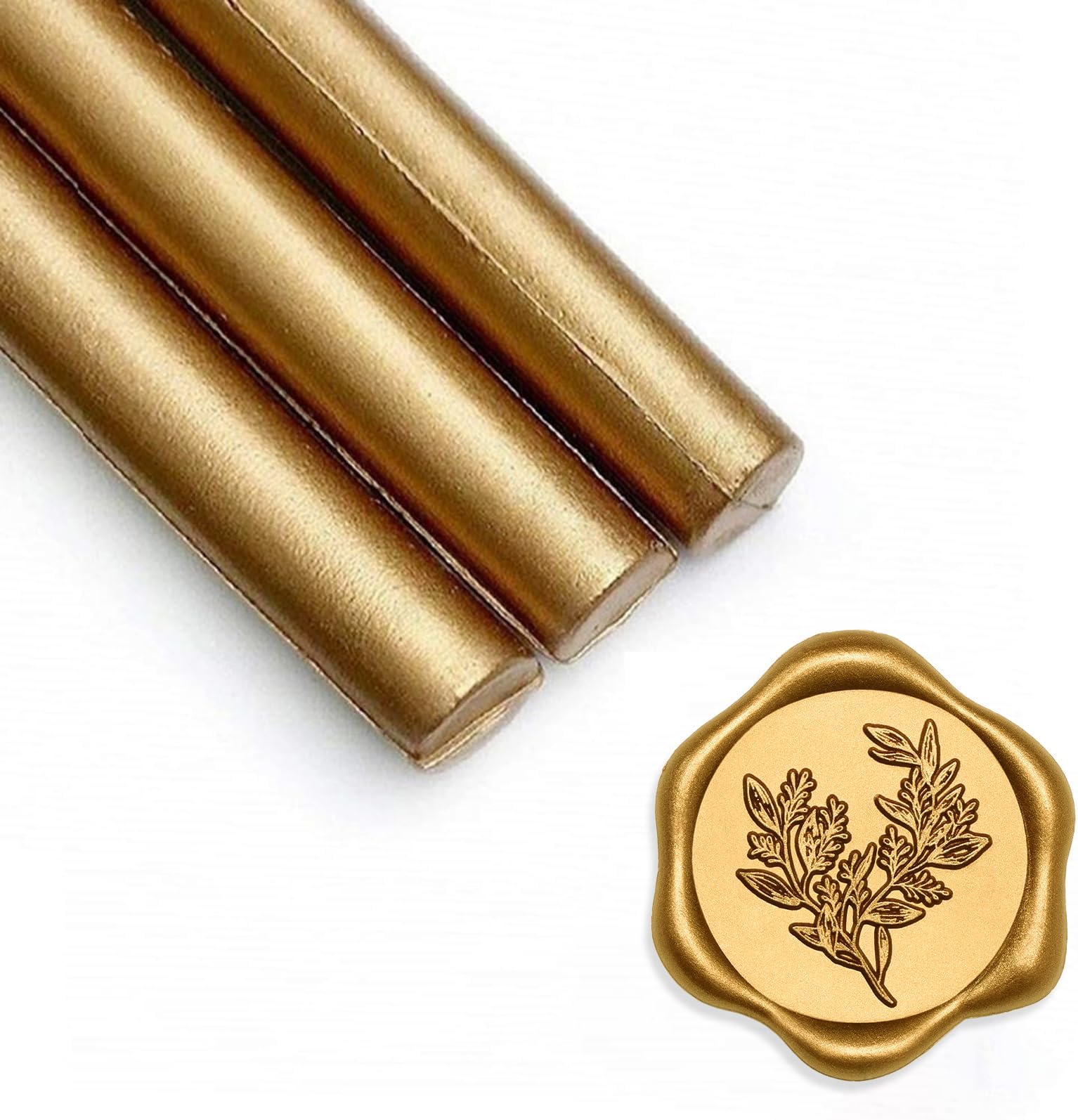 UNIQOOO Mailable Glue Gun Sealing Wax Sticks for Wax Seal Stamp - Metallic Antique Gold, Great for Wedding Invitations, Cards Envelopes, Snail Mails, Wine Packages, Christmas Gift Ideas, Pack of 8