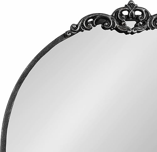 Miniatura 6 de Kate and Laurel Myrcelle - Espejo arqueado tradicional con estante, 21 x 28 pulgadas, negro antiguo, espejo de estante de arco vintage con detalles