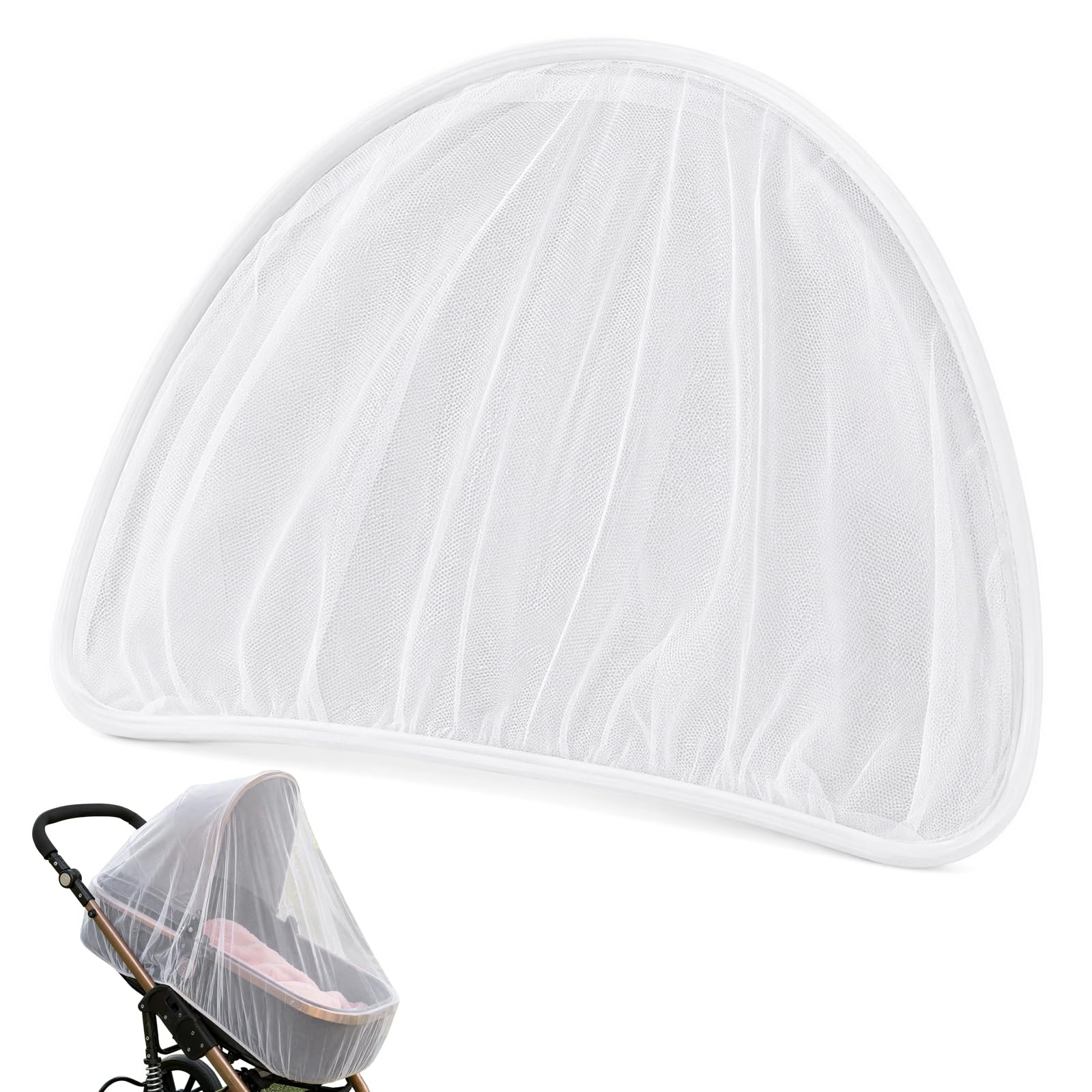 Universal Pram Mosquito Net Cover Breathable Insect Bug Fly Protection Netting Suitable for Stroller Carrycot Travel Cot Bassinet Bed Jogger Elastic Edge Easy Fit
