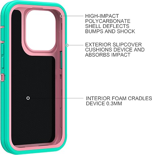 Miniatura 9 de MXX Funda resistente hecha para iPhone 14 Pro con pantalla de vidrio templado, protector de lente de cámara de 3 capas, protección de cuerpo