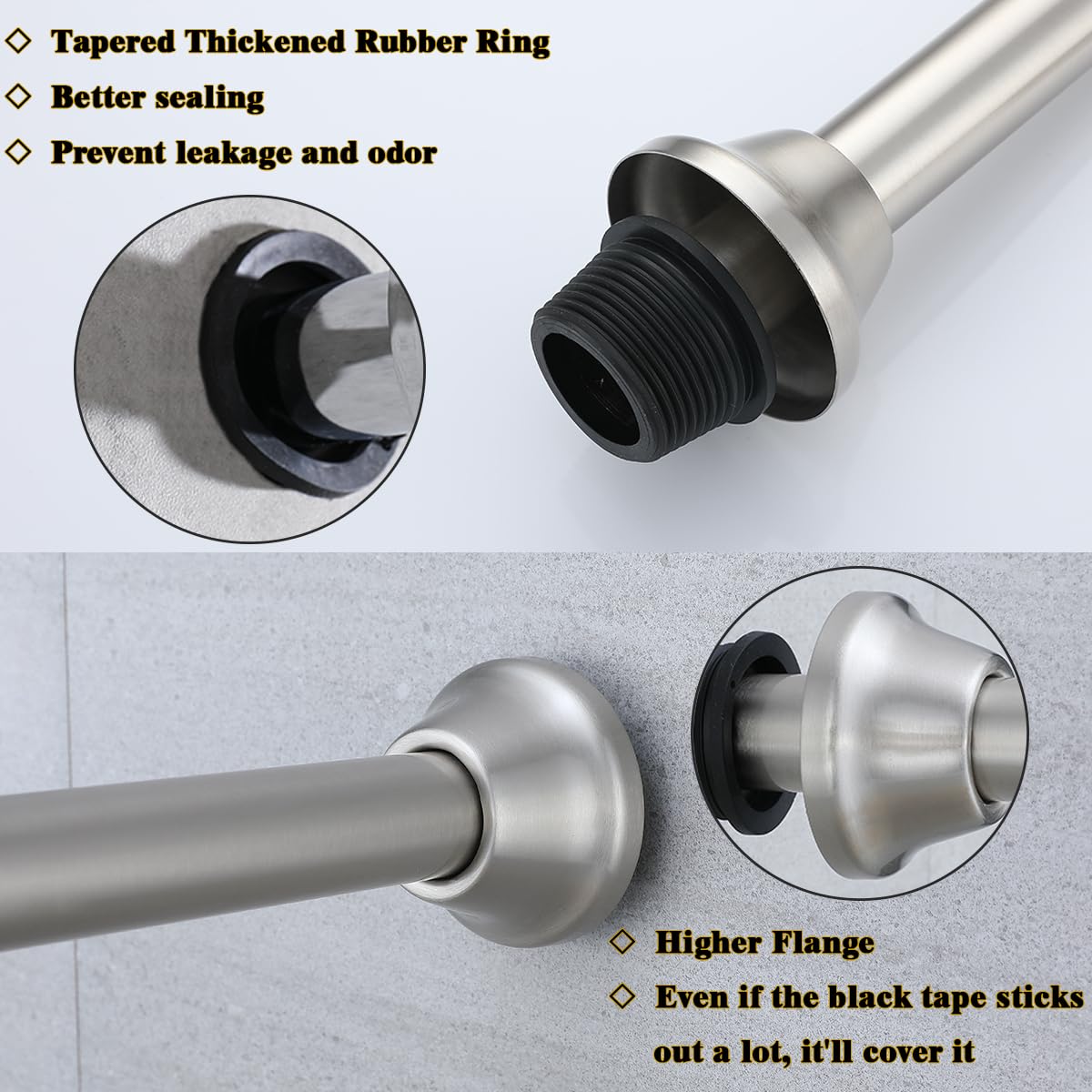 RANDOM RD83555BN-L - Trampa para fregadero de baño en forma de U de 1-1/4 pulgadas con tubo de extensión de junta deslizante, botella de drenaje de residuos de altura ajustable, kit de trampa en P