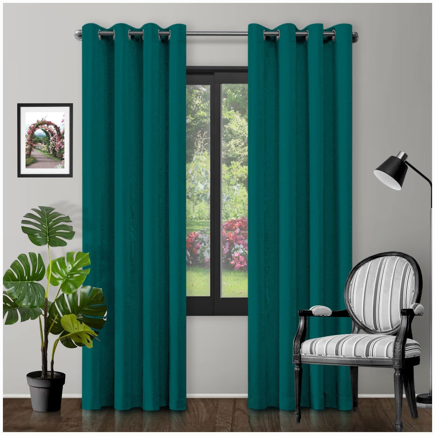 GC GAVENO CAVAILIA Eyelet Top Blackout Curtains Large Door Thermal Insulated Panels For Bedroom/Living Room, Dark Teal, 66X90 Inch