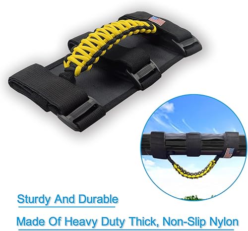 Miniatura 38 de Asas de agarre de barra antivuelco de cuerda de paracaídas prémium para Jeep Wrangler YJ TJ JK JKU JL JLU Sports Sahara Freedom Rubicon Unlimited X