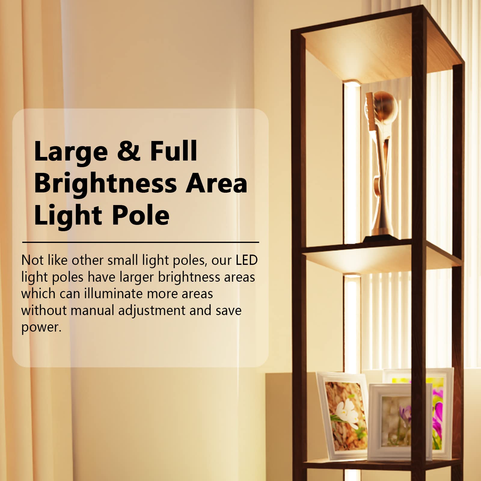 ROTTOGOON 5 Tier Display Shelf Floor Lamp for Living Room, Dimmable Corner Floor Lamp with Shelves, 3 Color Temperature Standing Lamps, LED Lighted Display Case for Collectibles, Curio Cabinet, 63.5"