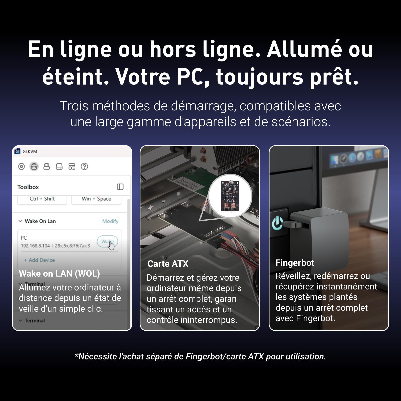 GL.iNet Comet Pro (GL-RM10) KVM à distance via Wi-Fi, Wi-Fi 6 double bande, passthrough 4K @ 30 Hz, écran tactile, EMMC 32 Go, support échelle, accès à distance pour la récupération après sinistre