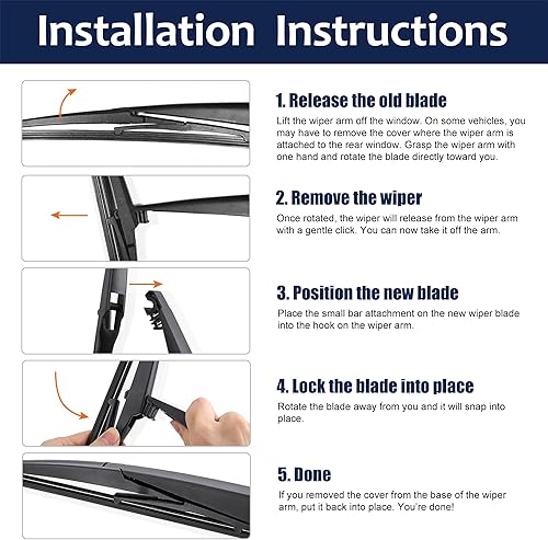 Miniatura 6 de X AUTOHAUX Repuesto de limpiaparabrisas trasero para Hyundai Santa Fe DM 2013-2017 para Hyundai Grand Santa Fe 2013-2017