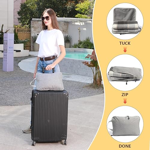 Miniatura 4 de Manta de lana merina, gruesa, cálida y suave, grande de 55 x 83 pulgadas, 1.5 libras, manta de lana con flecos a la rodilla para sofá, cama, viajes