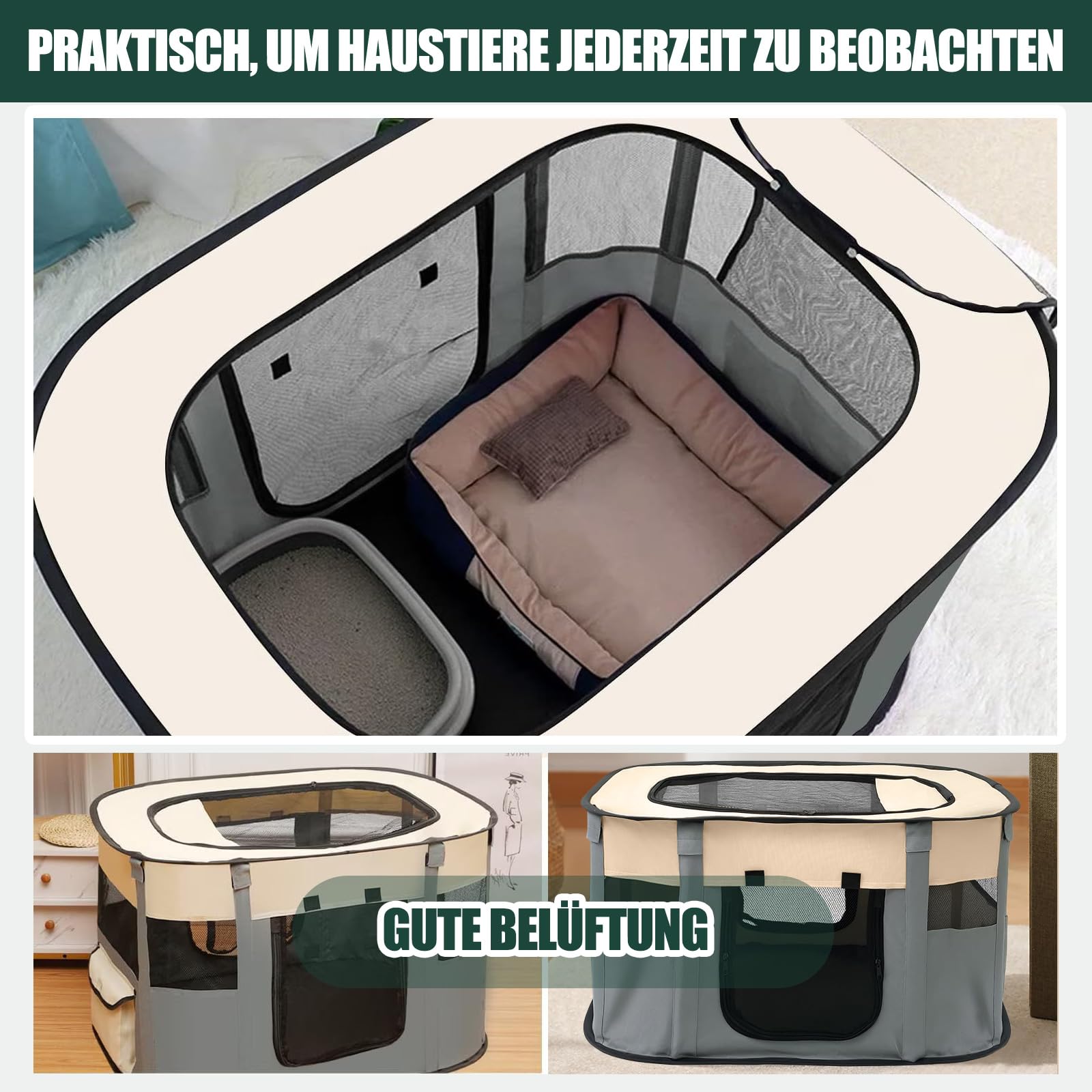 Welpenauslauf Faltbare Hundebox - 70×55×40 cm Welpenlaufstall Faltbare hundezelt Katzengehege für Drinnen, Outdoor Hundekäfig Hundezelt Kaninchen Laufstall Katze Hund Katzenzelt Kleintiergehege