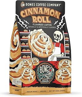 Cinnamon Roll Flavored Coffee, Medium Roast Low Acid Arabica Beans Compatible with Auto drip and French Press Coffee Maker, 12 Oz Ground