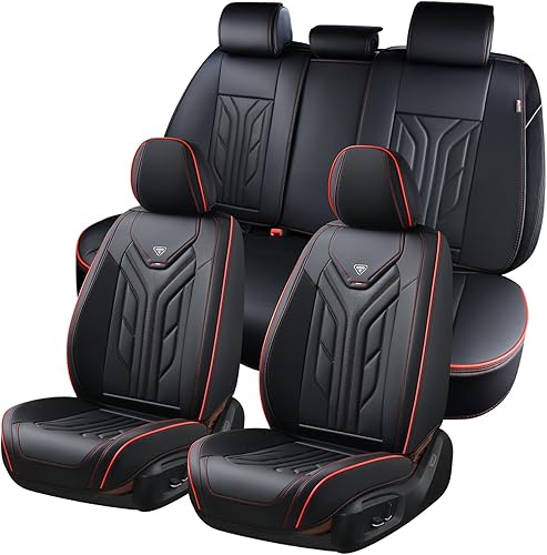 Coverado Fundas de asiento, juego completo de fundas de asiento de automóvil, fundas de asiento de cuero para automóviles, fundas de asiento de