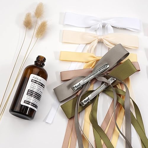 Miniatura 5 de Eliongpu 12 pinzas para el cabello para mujer, cinta con borla, lazos para el pelo con cola larga, pasadores de pelo sólidos, pinzas para el cabello
