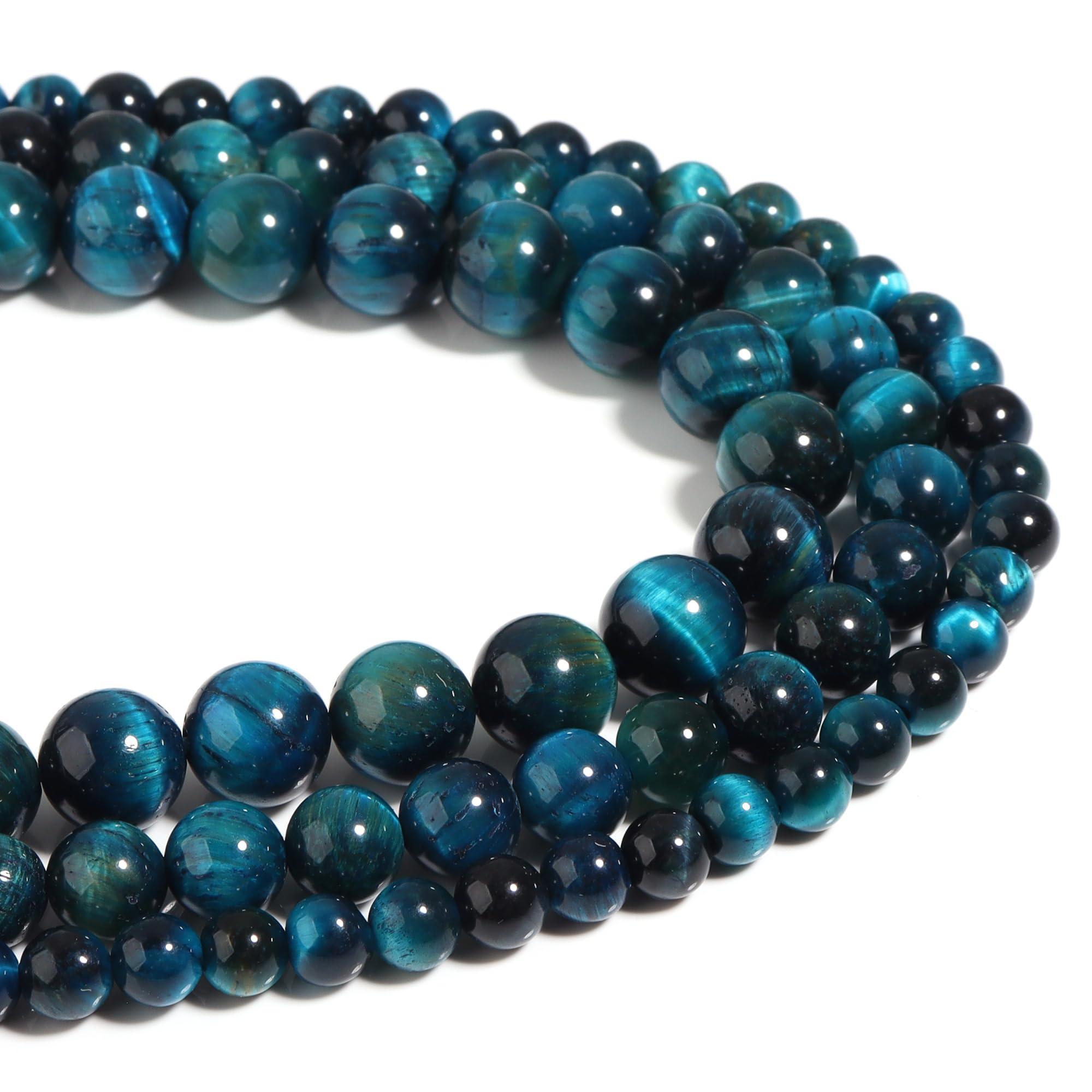 Natural Stone Beads 6 mm Blue Tiger Eye Jasper Polished Round Smooth Gemstone Beads for Jewellery Making Adults 15 Inches