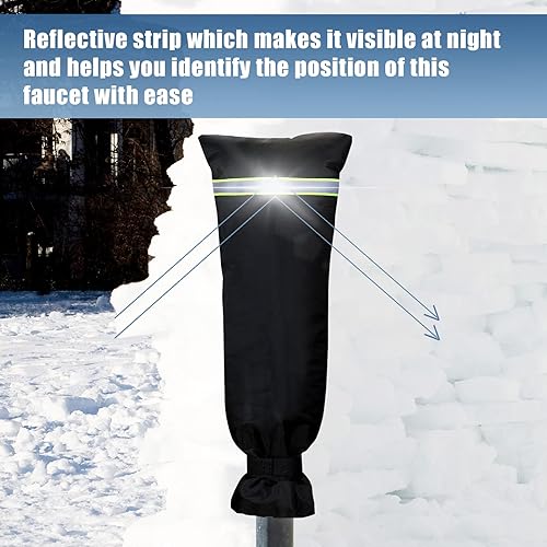 Miniatura 6 de Cubierta grande para grifo para exteriores con tira reflectante de invierno, calcetines de grifo de jardín, protección contra congelación, calcetín