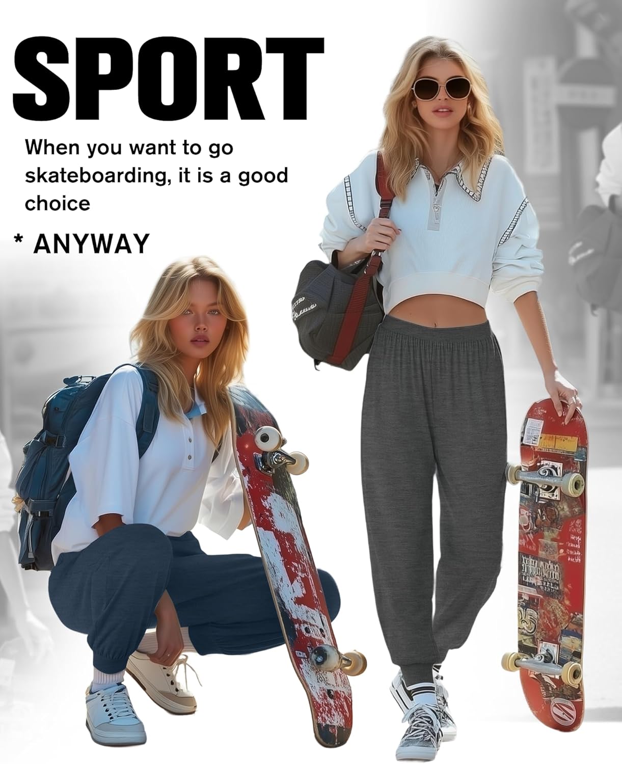 4 Pack Women's Lounge Joggers Pants, Yoga Sweatpants with Pockets Casual Baggy Workout Trousers for Athletic Gym(Dark Blue, Light Heather Gray, Heather Gray, Black,XX-Large) - Image 6