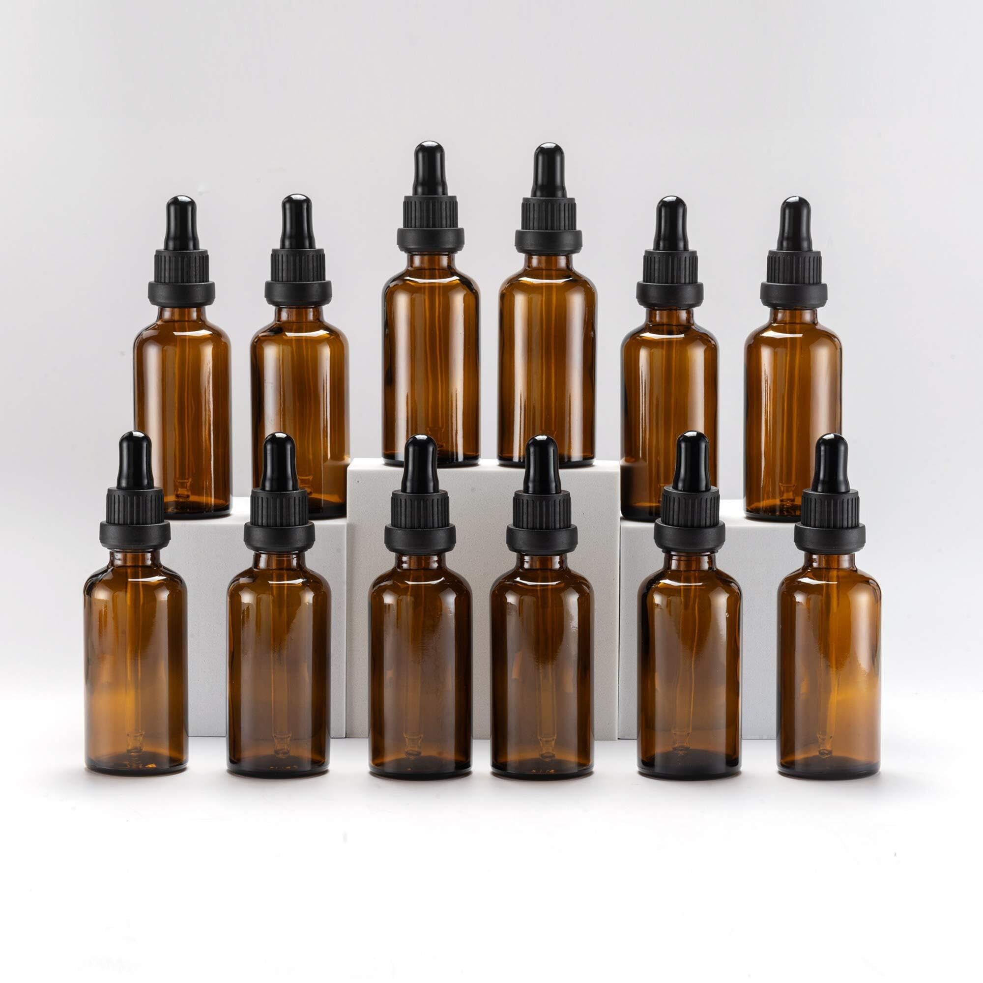 Bottiglie contagocce in vetro ambra 30ml con protezione UV per oli essenziali – Confezione da 6, pratiche per viaggi(Transparent,30ml-18)