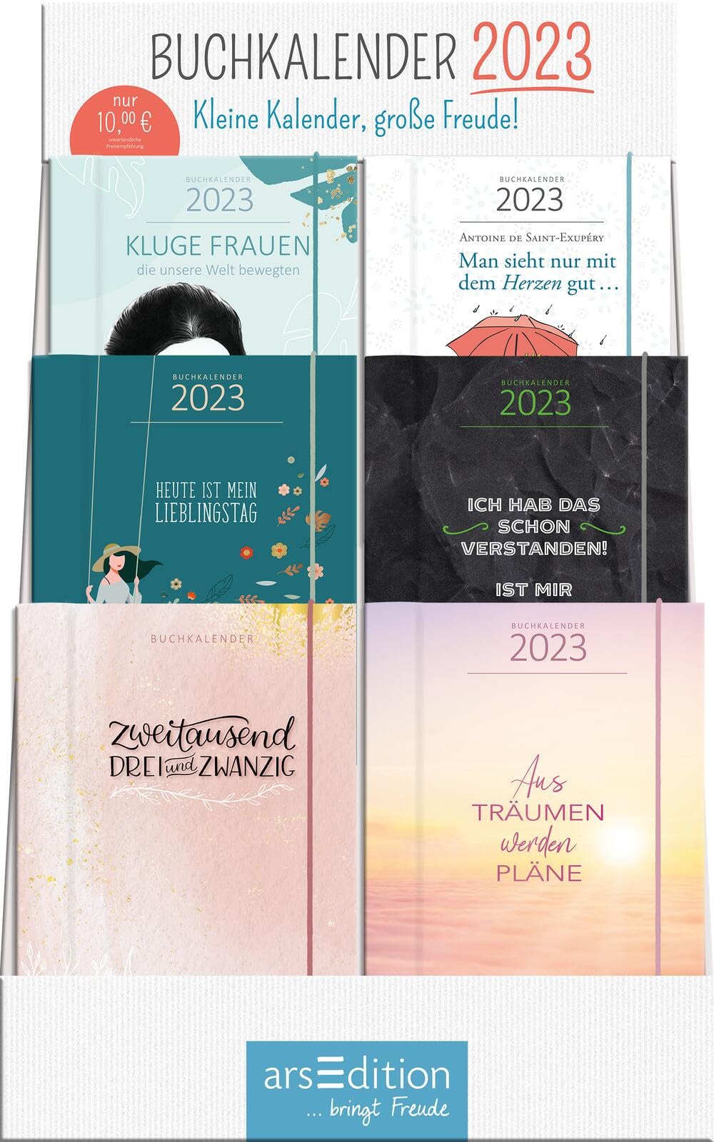 Display Buchkalender 2023: Mit 6 x 6 Ex. | Handliche Taschenkalender mit Wochenkalendarium