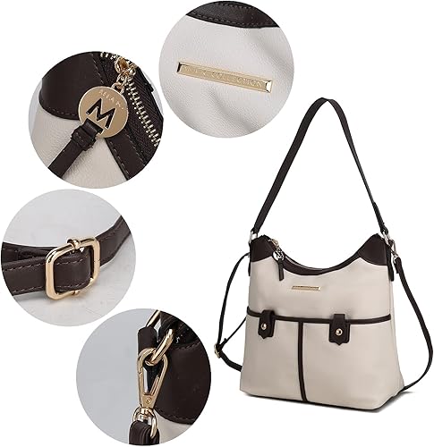 Miniatura 6 de MKF Collection Bolsos de hombro para mujer, bolso cruzado de cuero vegano, bolso de mano con asa superior