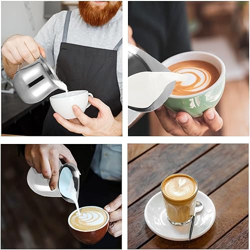 Miniatura 3 de Agatige Taza para verter espresso, 8 onzas8.1 fl oz de acero inoxidable, crema de metal, crema para crema, taza de café expreso, taza de espuma para