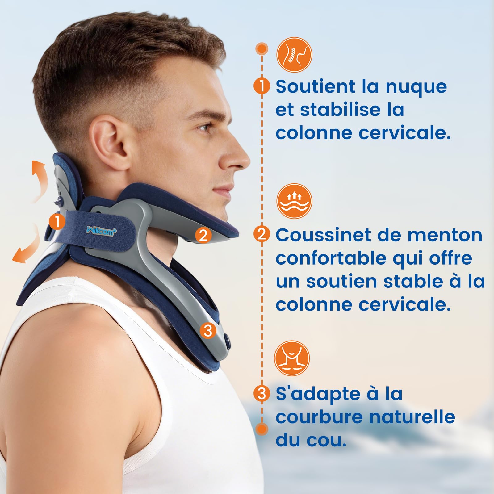 Supporto per il collo ortopedico, regolabile, con morbida imbottitura in cotone, limita il movimento, allevia i dolori e la pressione della colonna vertebrale