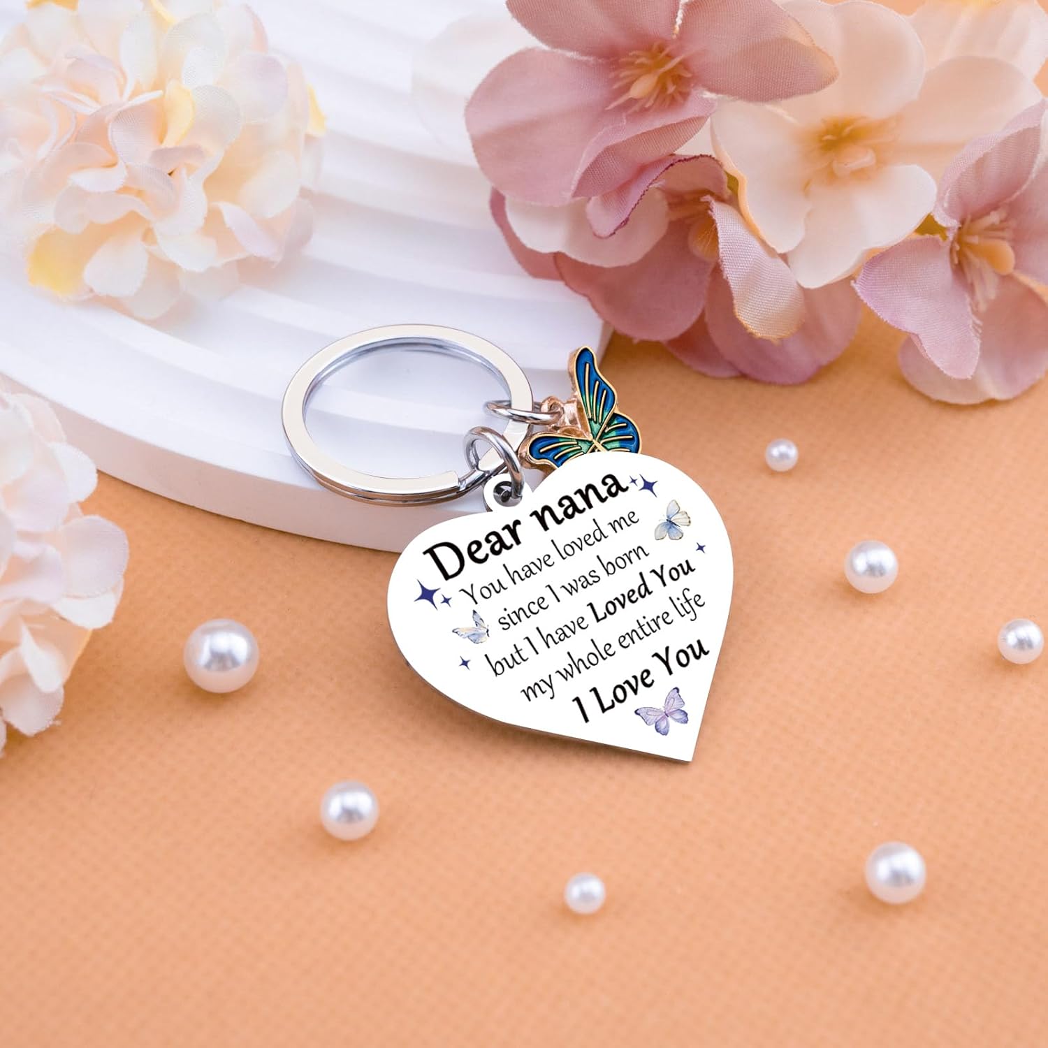 Nana Keychain Nana Gifts from Granddaughter Grandson Nanas Birthday Gifts from Grandkids Best Nana Ever Gift Unique Keychain for Grandmother Happy Birthday Grandma Mothers Day Christmas Stocking - Image 4